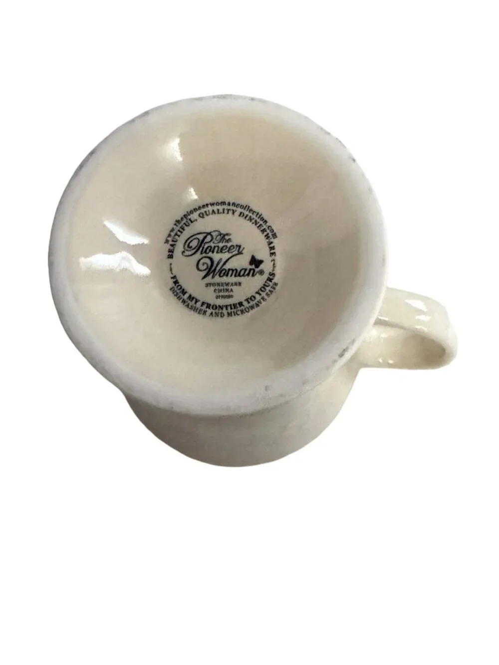 The Pioneer Woman Cowgirl Lace Linen 14 oz Footed Mug Embossed Stoneware